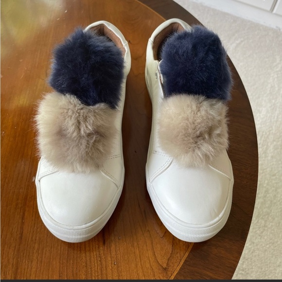 Abbie Sneakers w Faux Fur Pompom Mossimo Leather - Picture 3 of 4